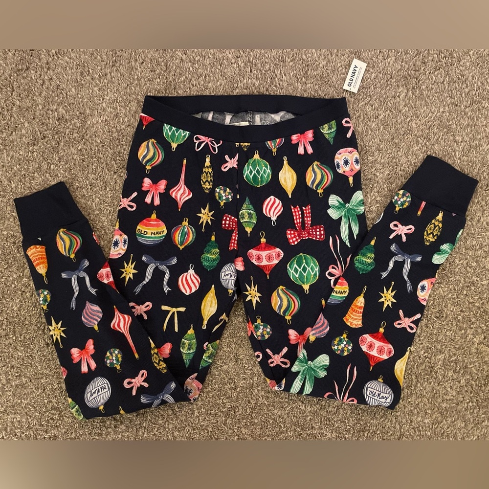 OLD NAVY High-Waisted Waffle Pajama Legging Ornament Print Match the fam L NWT